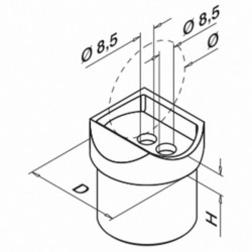 Upright Post Adaptor 42.4 o/d x 2 - Shaped Top 48.3 mm   316 